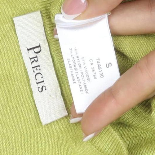 Precis Women Green Size S Open V-Neck Long Sleeve Viscose Cardigan