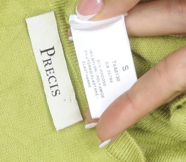 Precis Women Green Size S Open V-Neck Long Sleeve Viscose Cardigan
