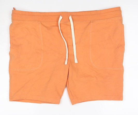 Marks and Spencer Men Orange 3XL Sweat Shorts Drawstring Jersey Pockets
