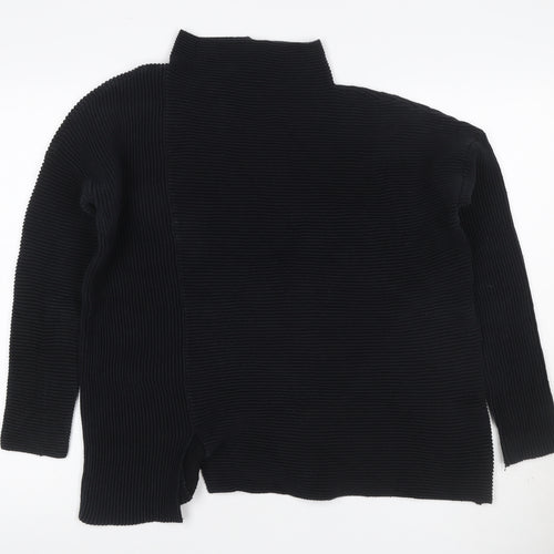 French Connection Women’s Black S Rib Knit Open High Neck Cardigan