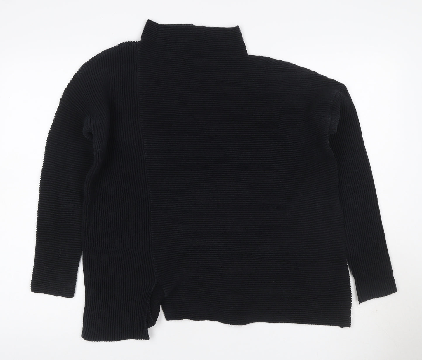 French Connection Women’s Black S Rib Knit Open High Neck Cardigan
