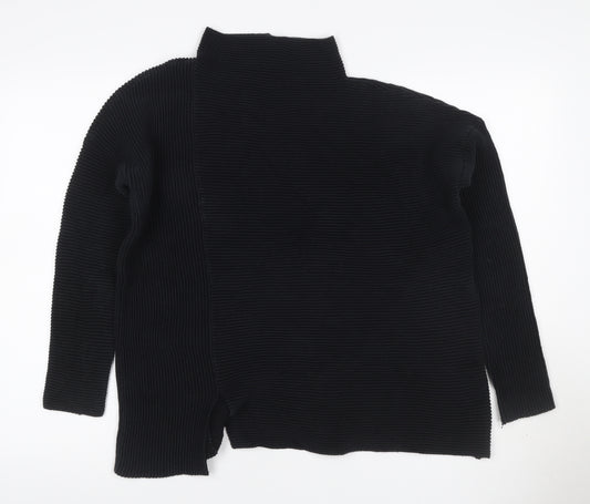 French Connection Women’s Black S Rib Knit Open High Neck Cardigan