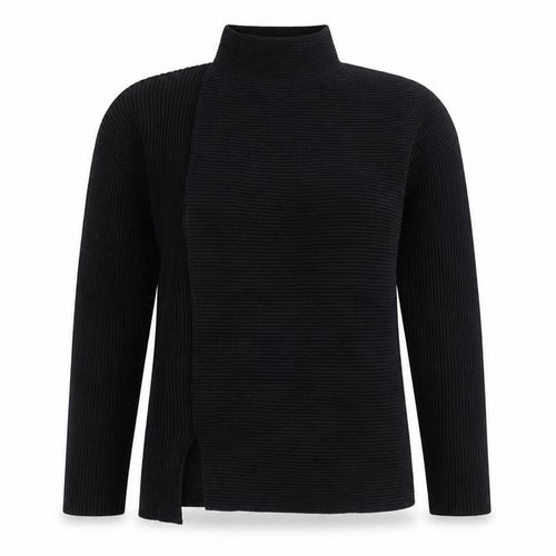 French Connection Women’s Black S Rib Knit Open High Neck Cardigan