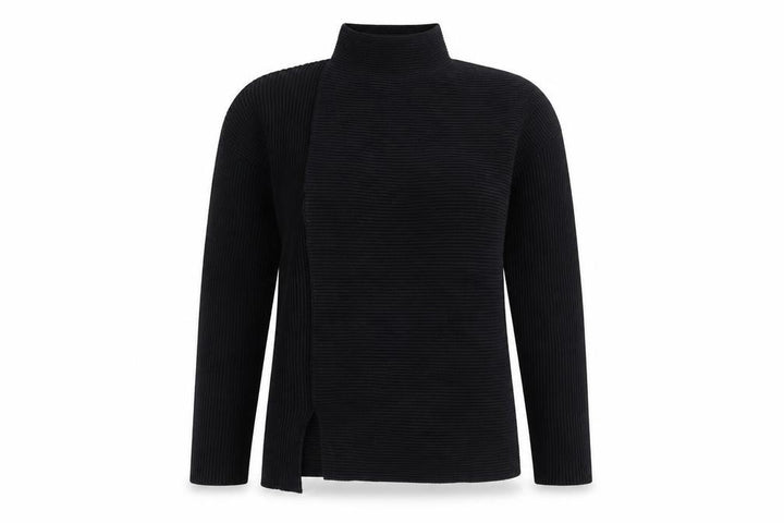 French Connection Women’s Black S Rib Knit Open High Neck Cardigan