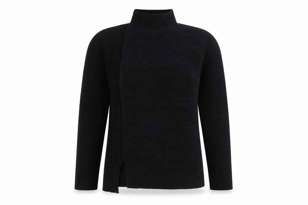 French Connection Women’s Black S Rib Knit Open High Neck Cardigan