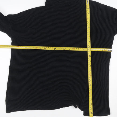 French Connection Women’s Black S Rib Knit Open High Neck Cardigan