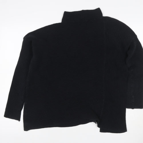 French Connection Women’s Black S Rib Knit Open High Neck Cardigan