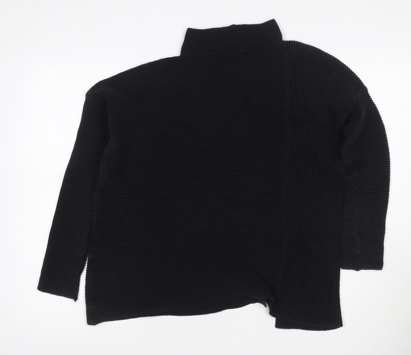French Connection Women’s Black S Rib Knit Open High Neck Cardigan