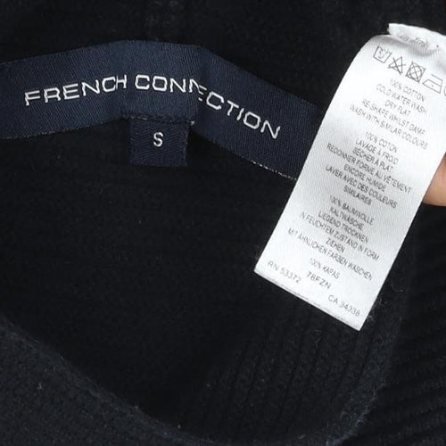 French Connection Women’s Black S Rib Knit Open High Neck Cardigan