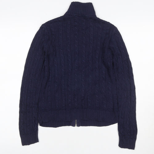 Lauren Ralph Lauren Women Blue XXS Cable Knit Full Zip Jumper