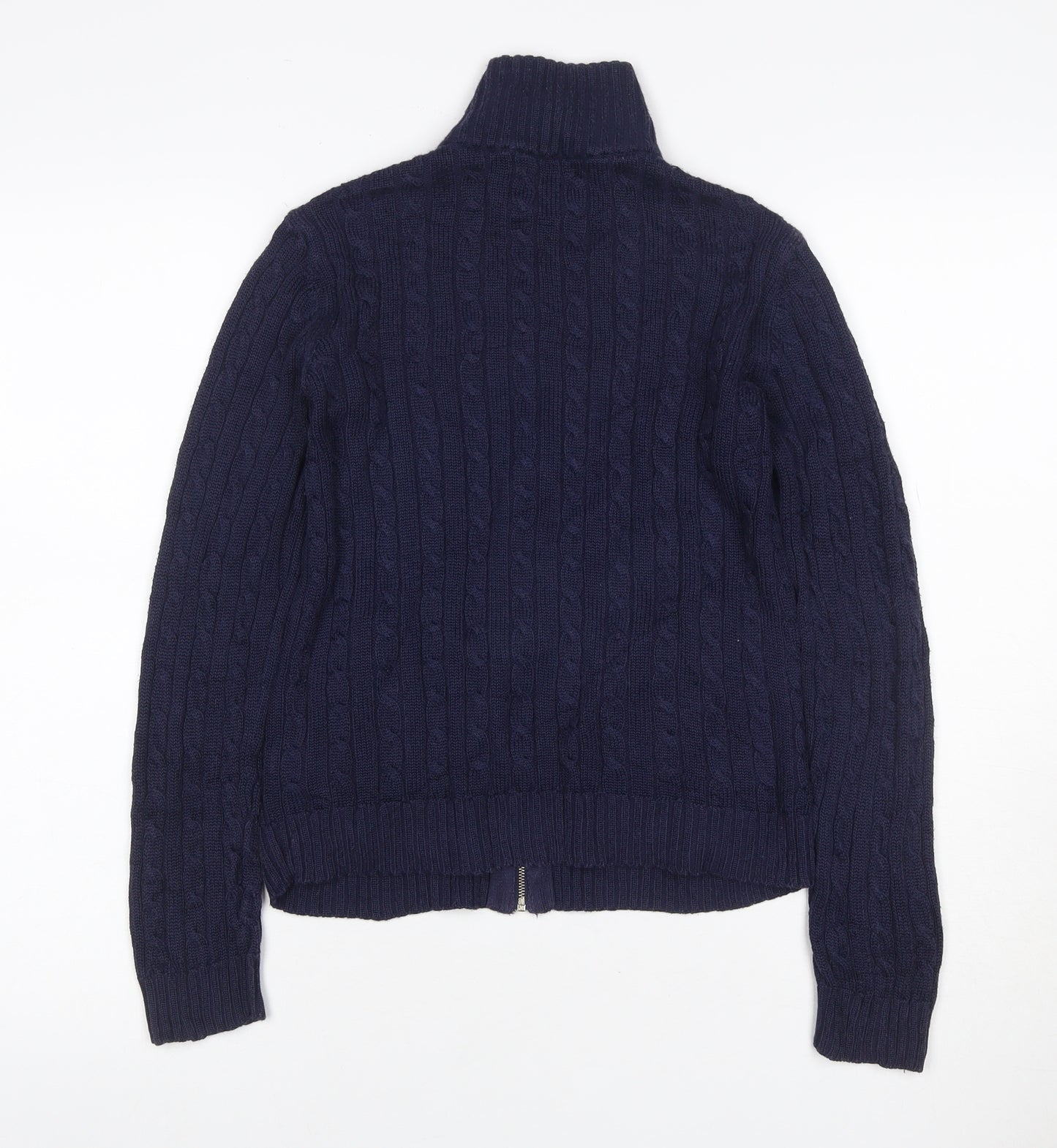 Lauren Ralph Lauren Women Blue XXS Cable Knit Full Zip Jumper