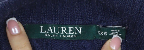 Lauren Ralph Lauren Women Blue XXS Cable Knit Full Zip Jumper