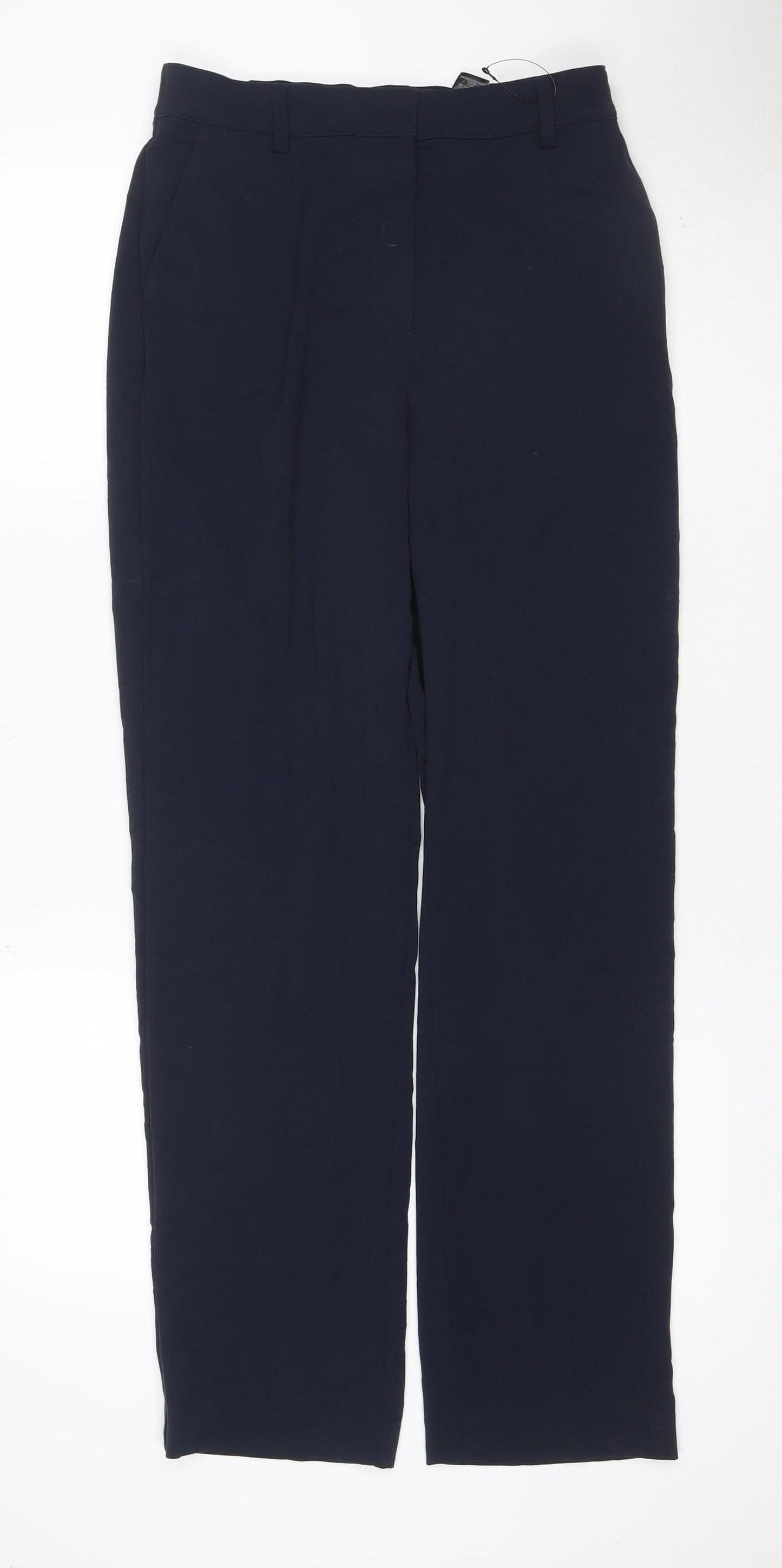 Marks and Spencer Women Navy Blue UK 10 Straight Leg Dress Trousers