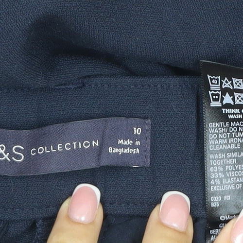 Marks and Spencer Women Navy Blue UK 10 Straight Leg Dress Trousers