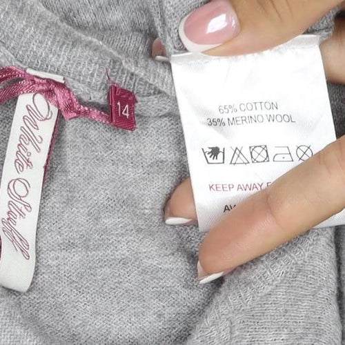 White Stuff Women Grey UK 14 Cotton Merino Longline V-Neck Cardigan