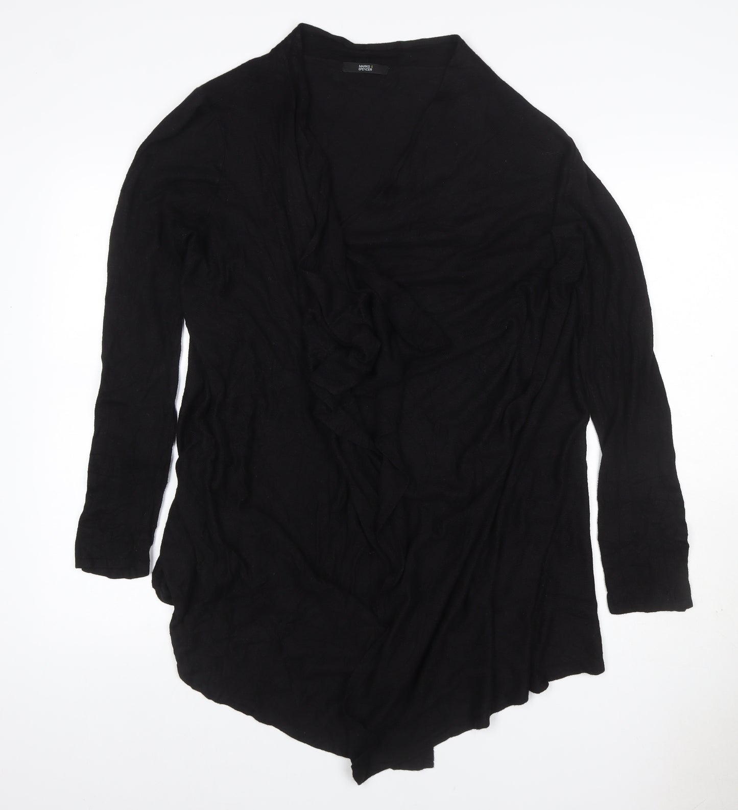 Marks and Spencer Women's Black UK 16 Long Sleeve Open Wrap Cardigan