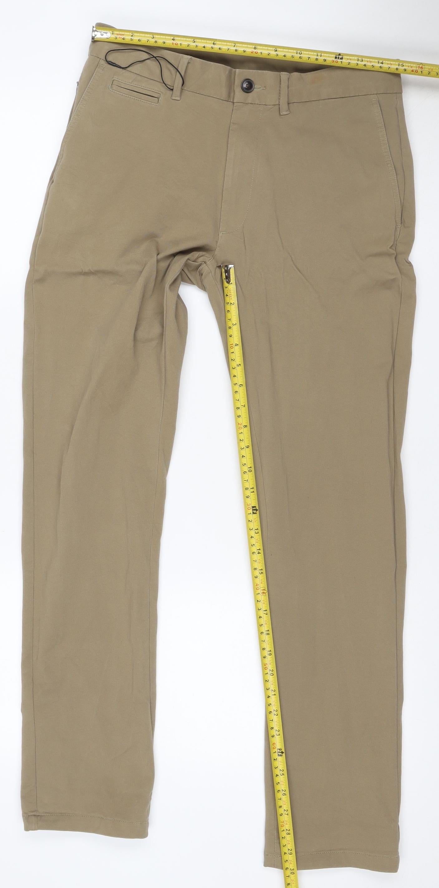 Marks and Spencer Men's Beige 30/31 Ultimate Slim Chino Trousers Stretch