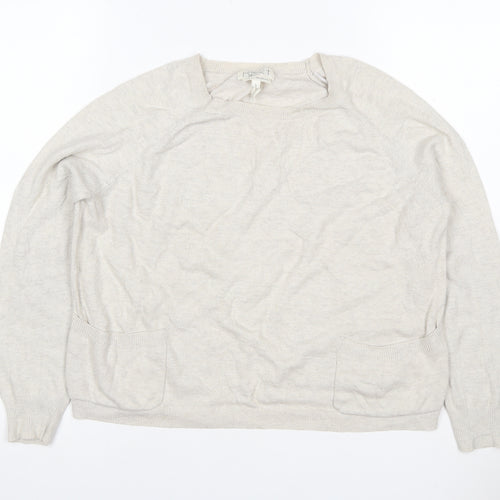 Next Women’s Beige Cashmere Crew Neck Pocket Jumper UK 14