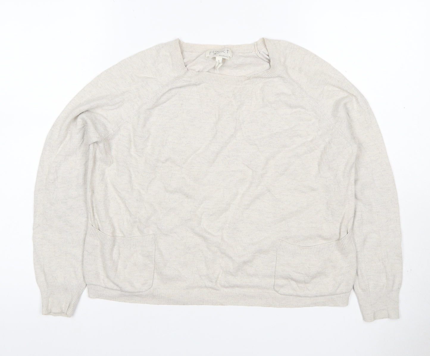 Next Women’s Beige Cashmere Crew Neck Pocket Jumper UK 14