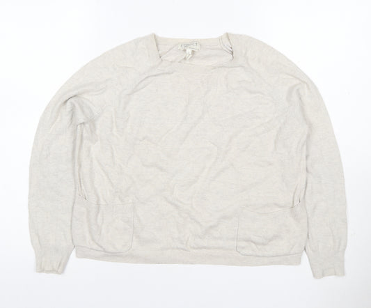 Next Women’s Beige Cashmere Crew Neck Pocket Jumper UK 14