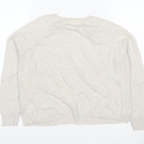 Next Women’s Beige Cashmere Crew Neck Pocket Jumper UK 14