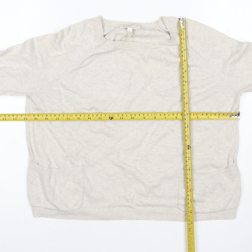 Next Women’s Beige Cashmere Crew Neck Pocket Jumper UK 14