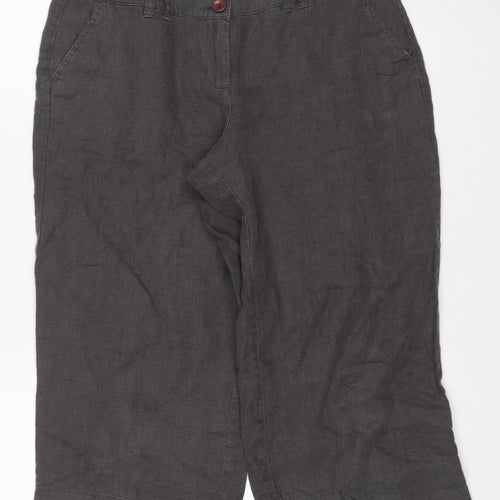 Phase Eight Women’s Grey Linen Cropped Wide-Leg Trousers UK 12