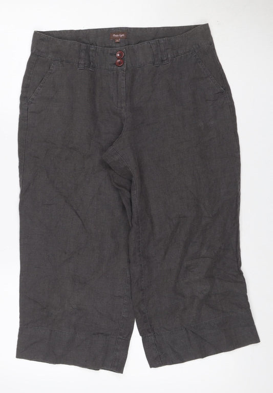 Phase Eight Women’s Grey Linen Cropped Wide-Leg Trousers UK 12
