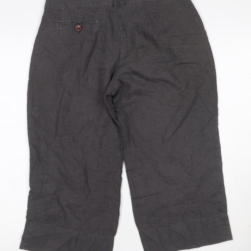 Phase Eight Women’s Grey Linen Cropped Wide-Leg Trousers UK 12