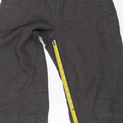 Phase Eight Women’s Grey Linen Cropped Wide-Leg Trousers UK 12