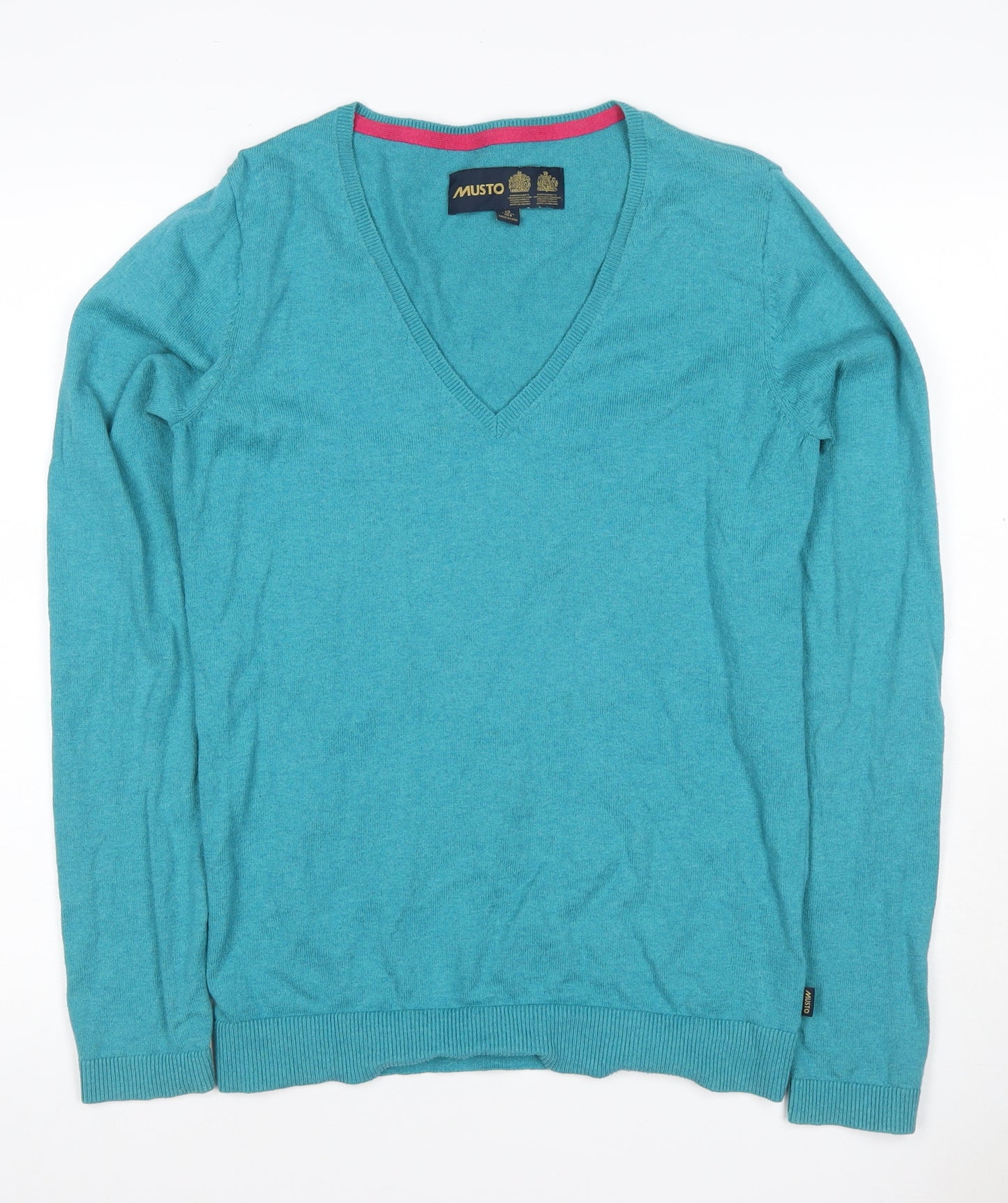 Musto Women’s Blue Cotton V-Neck Long Sleeve Pullover Jumper UK 12