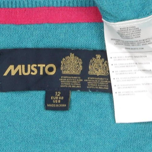 Musto Women’s Blue Cotton V-Neck Long Sleeve Pullover Jumper UK 12