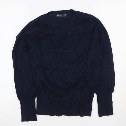 Marks and Spencer Women’s Navy Blue Size 10 Crew Neck Knit Jumper