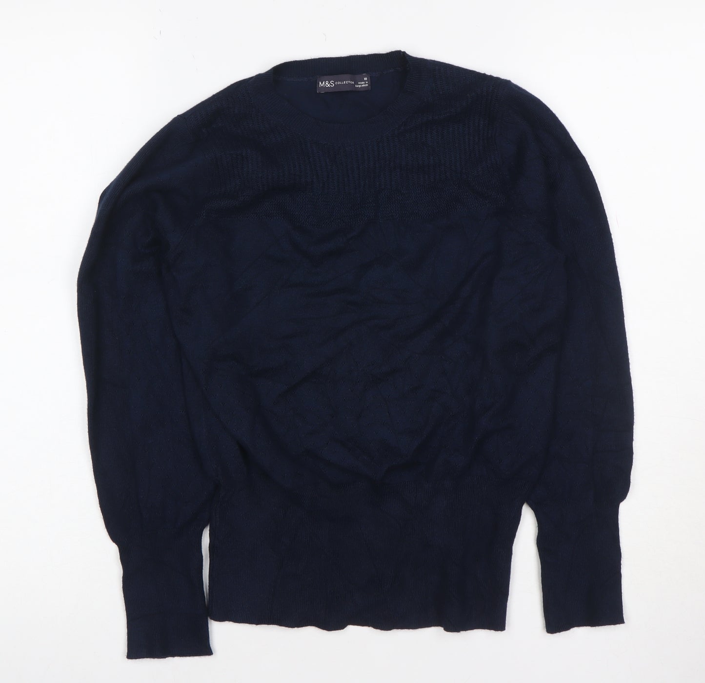Marks and Spencer Women’s Navy Blue Size 10 Crew Neck Knit Jumper