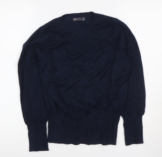 Marks and Spencer Women’s Navy Blue Size 10 Crew Neck Knit Jumper