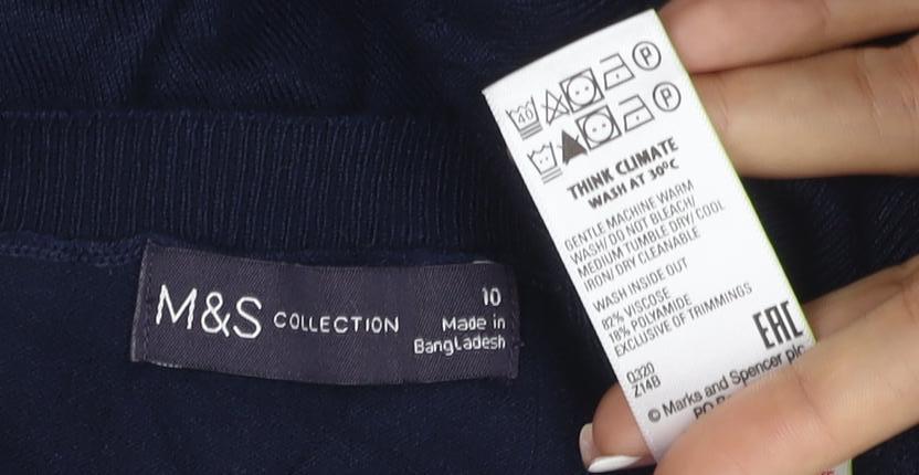 Marks and Spencer Women’s Navy Blue Size 10 Crew Neck Knit Jumper