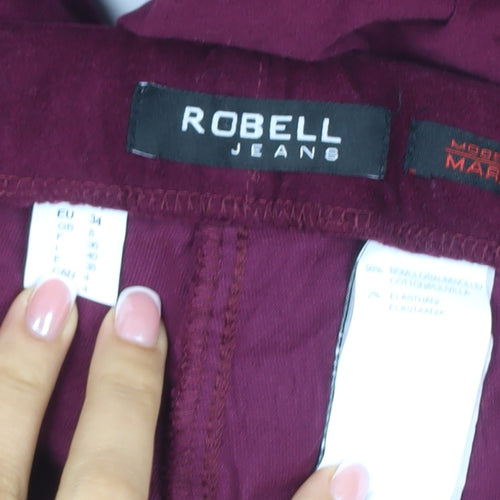 Robell Women Purple Size 8 Marie Stretch Straight Trousers