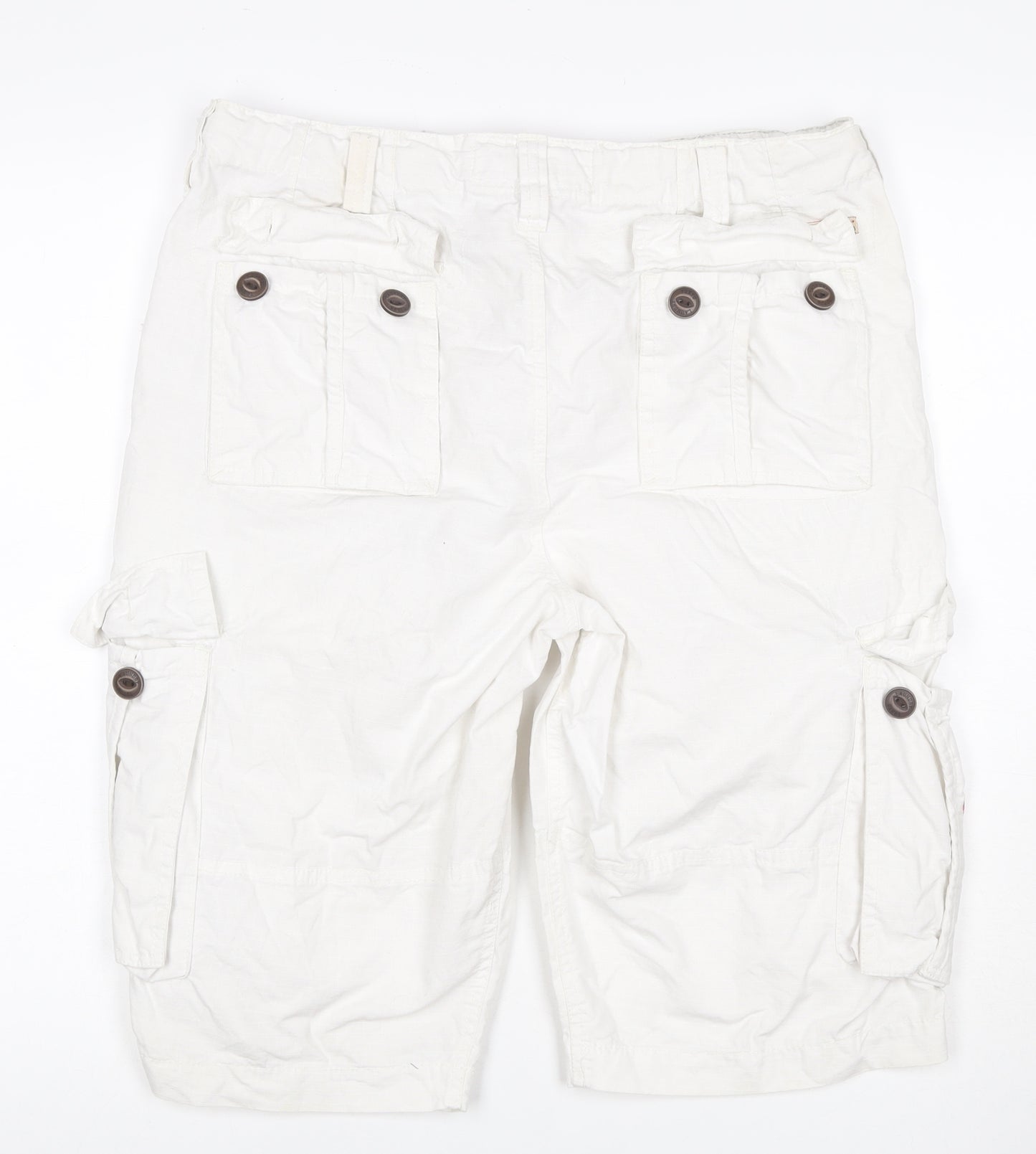Tokyo Laundry Men's White L Cargo Shorts Button Pockets Cotton