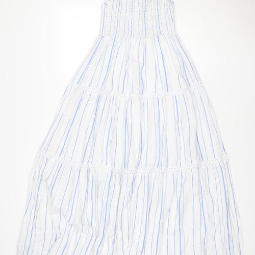 Per Una Women Blue White Stripe Size 8 Maxi Fit & Flare Sundress