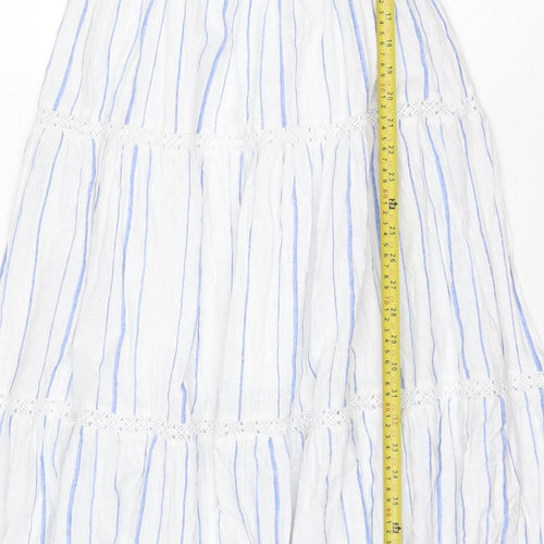 Per Una Women Blue White Stripe Size 8 Maxi Fit & Flare Sundress