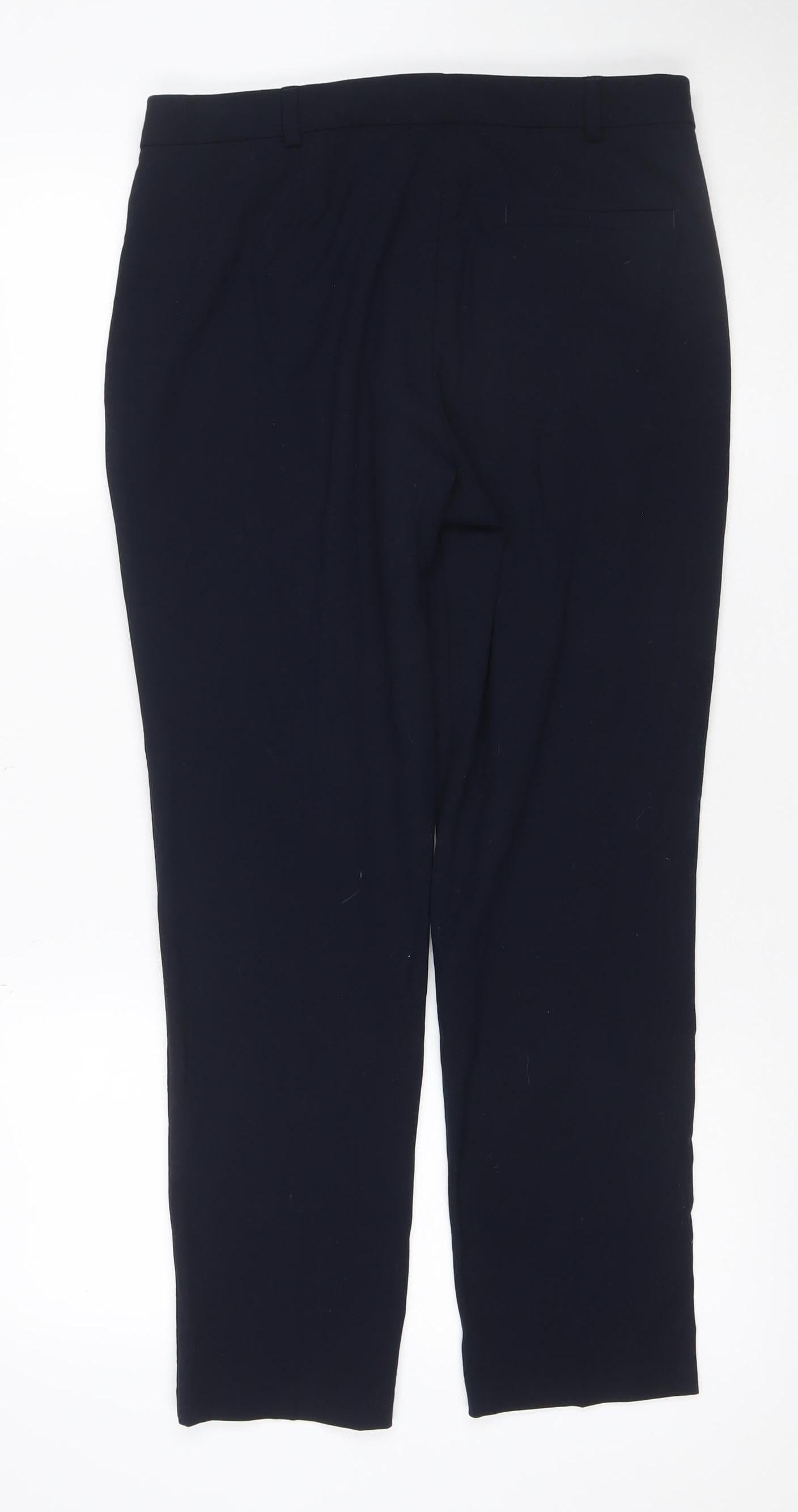 Marks & Spencer Women Blue Size 12 Straight Tailored Dress Trousers