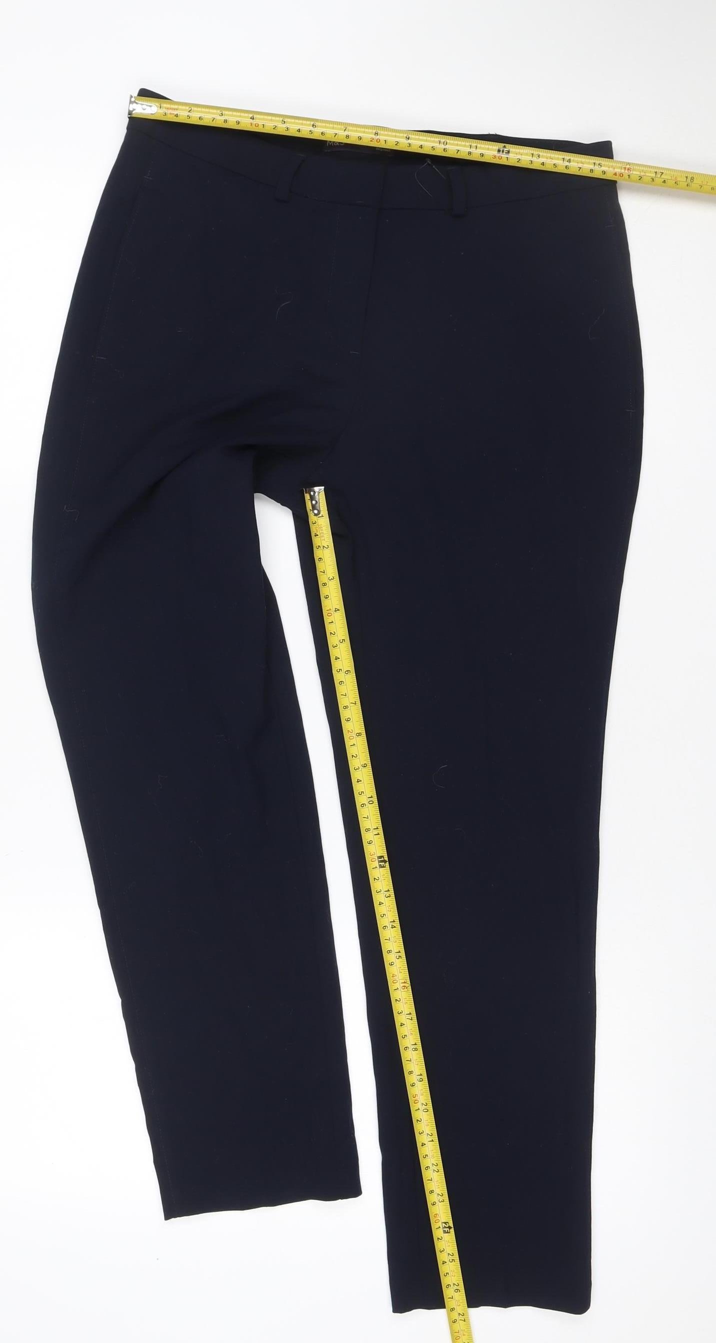 Marks & Spencer Women Blue Size 12 Straight Tailored Dress Trousers