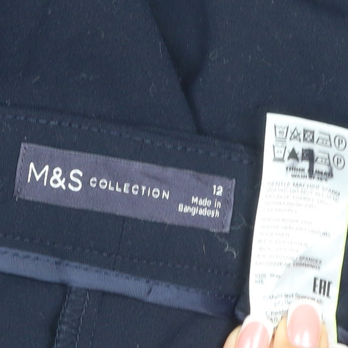 Marks & Spencer Women Blue Size 12 Straight Tailored Dress Trousers