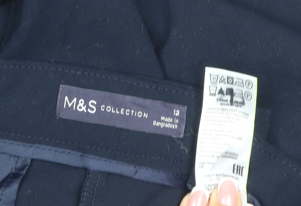 Marks & Spencer Women Blue Size 12 Straight Tailored Dress Trousers