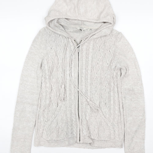 Surface Women’s Ivory Size 10 Linen Cable Knit Full Zip Hoodie