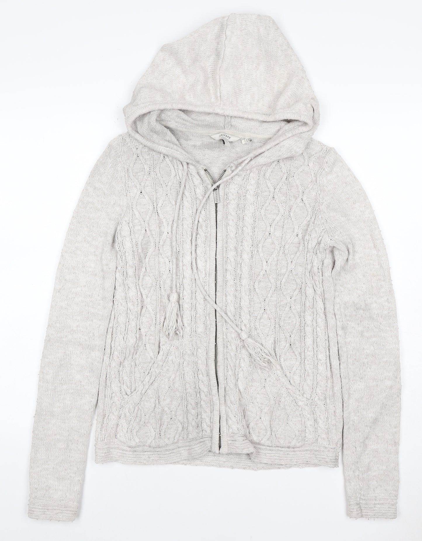 Surface Women’s Ivory Size 10 Linen Cable Knit Full Zip Hoodie