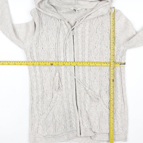 Surface Women’s Ivory Size 10 Linen Cable Knit Full Zip Hoodie