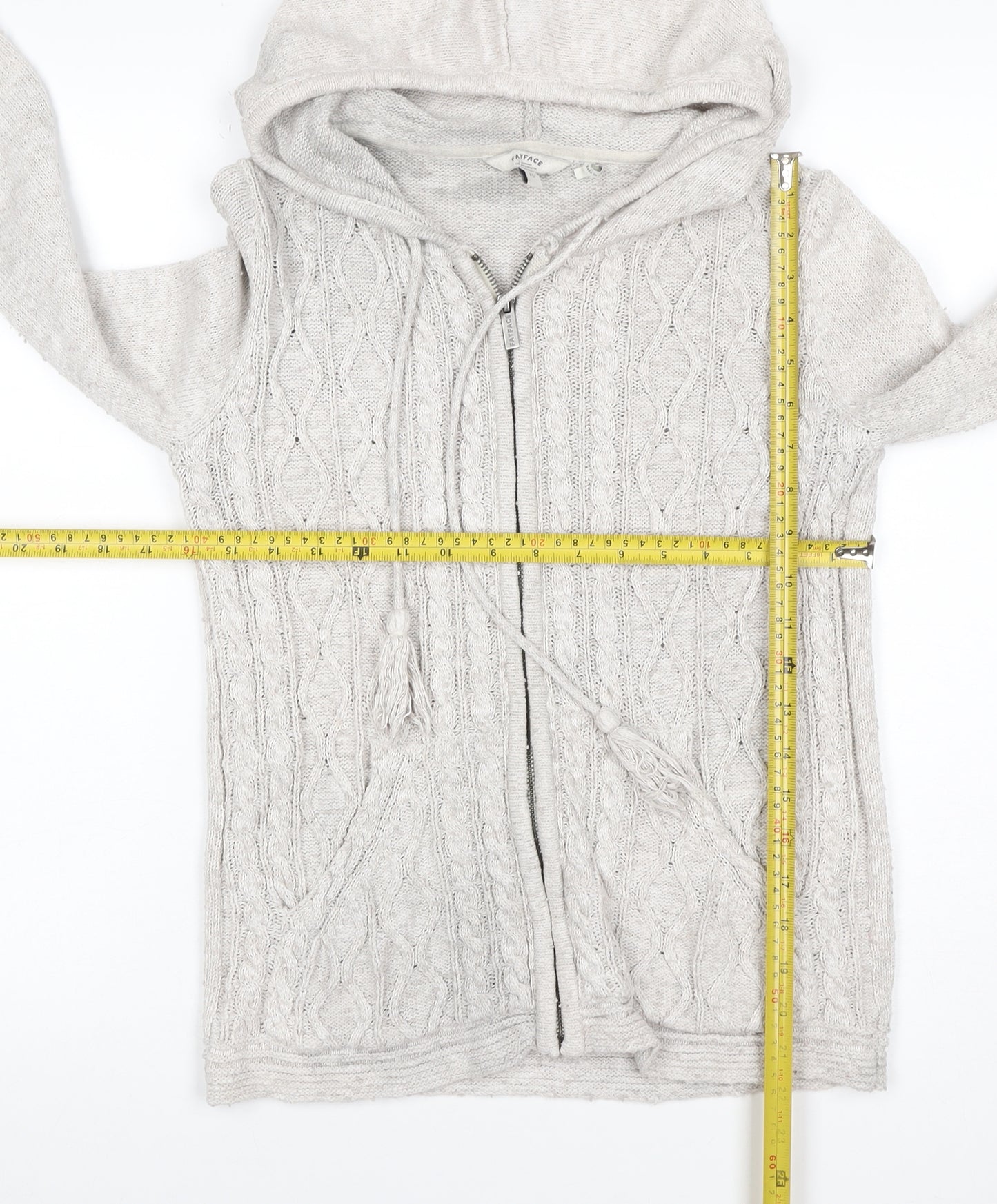 Surface Women’s Ivory Size 10 Linen Cable Knit Full Zip Hoodie