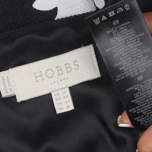 Hobbs Women Black White Floral Fit & Flare Knee Length Dress UK 14
