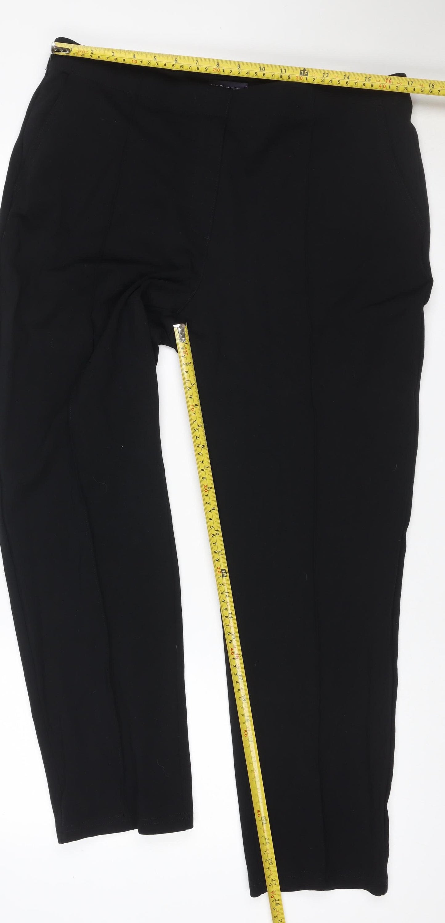 Marks & Spencer Women Black UK 18 Short Straight Tailored Dress Trousers
